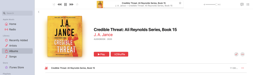 Apple Music playing audiobook