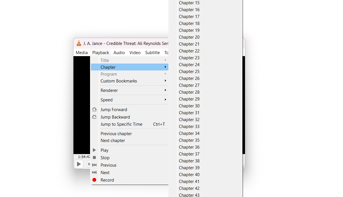 Chapter menu in VLC
